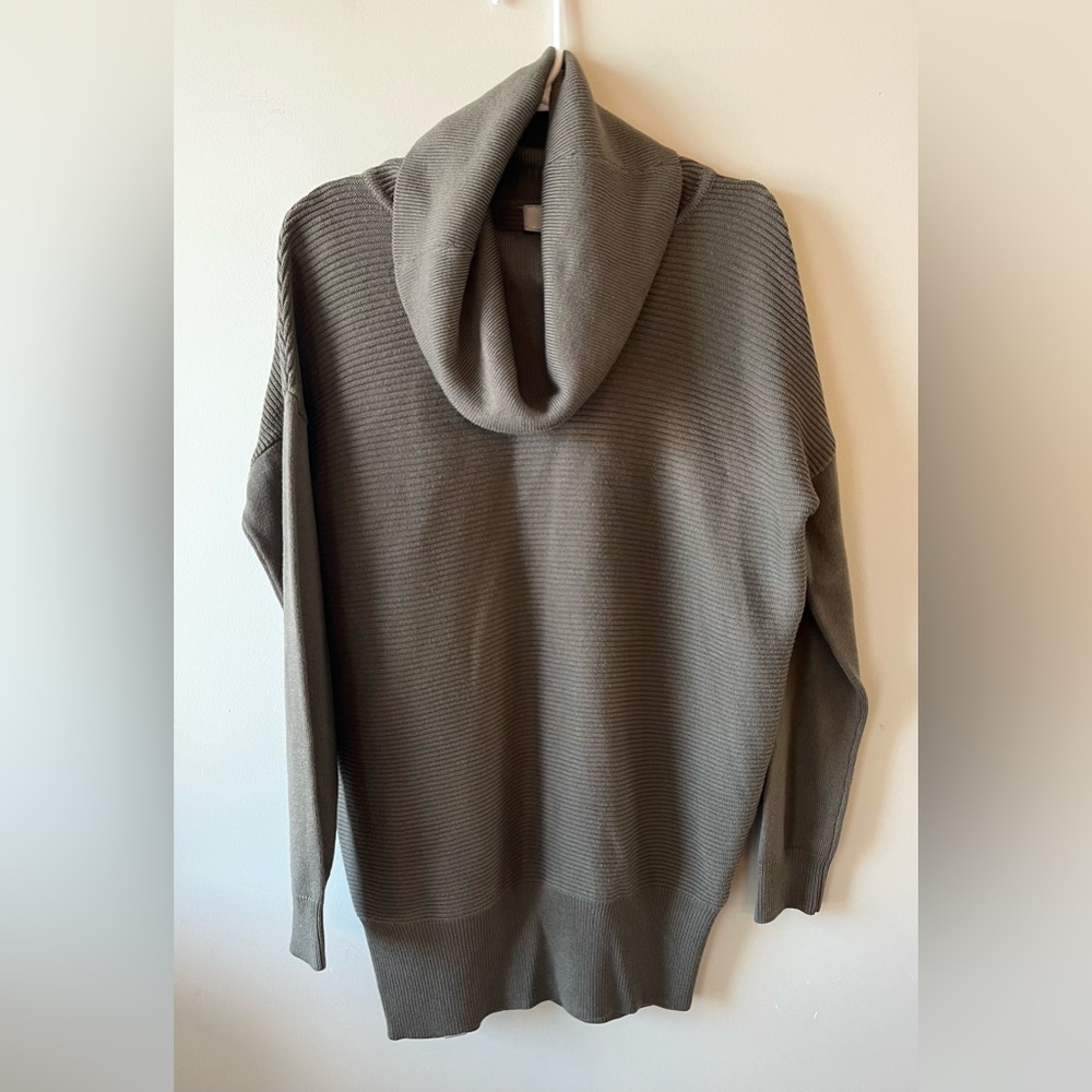 Bench Dark Green Ribbed Cowl Neck Oversized Sweater or Sweater Dress Size Small